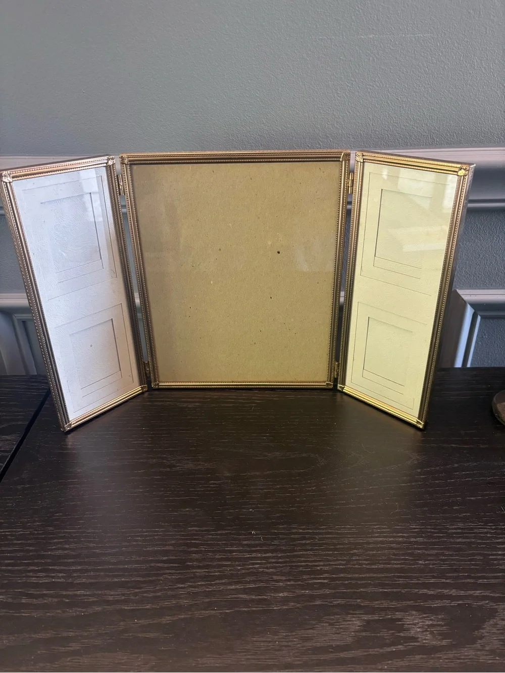 Vintage Brass Triple Hinged Collage Metal Picture Frame
